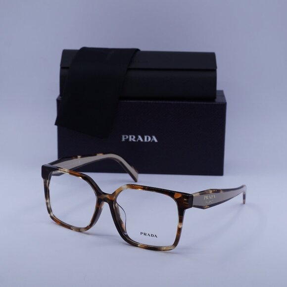 Prada PRB03VF 07R1O1 Square Eyeglasses - Havana Caramel 56mm - Picture 1 of 10
